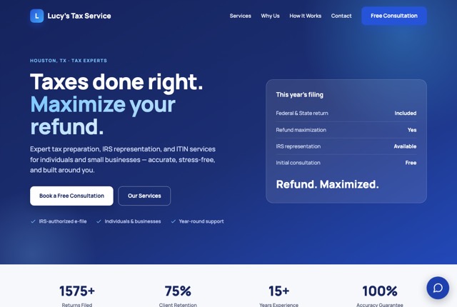 Lucy's Tax Service website