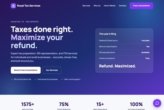 Royal Tax Services website